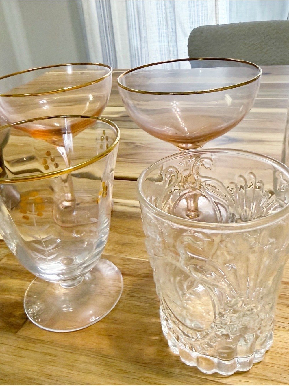 Anthropologie Assorted Set of 7 Glass Coupe Champagne Juice Glasses Multicolor - Picture 3 of 10
